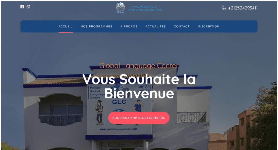 Global Language Center Site Web Marrakech
