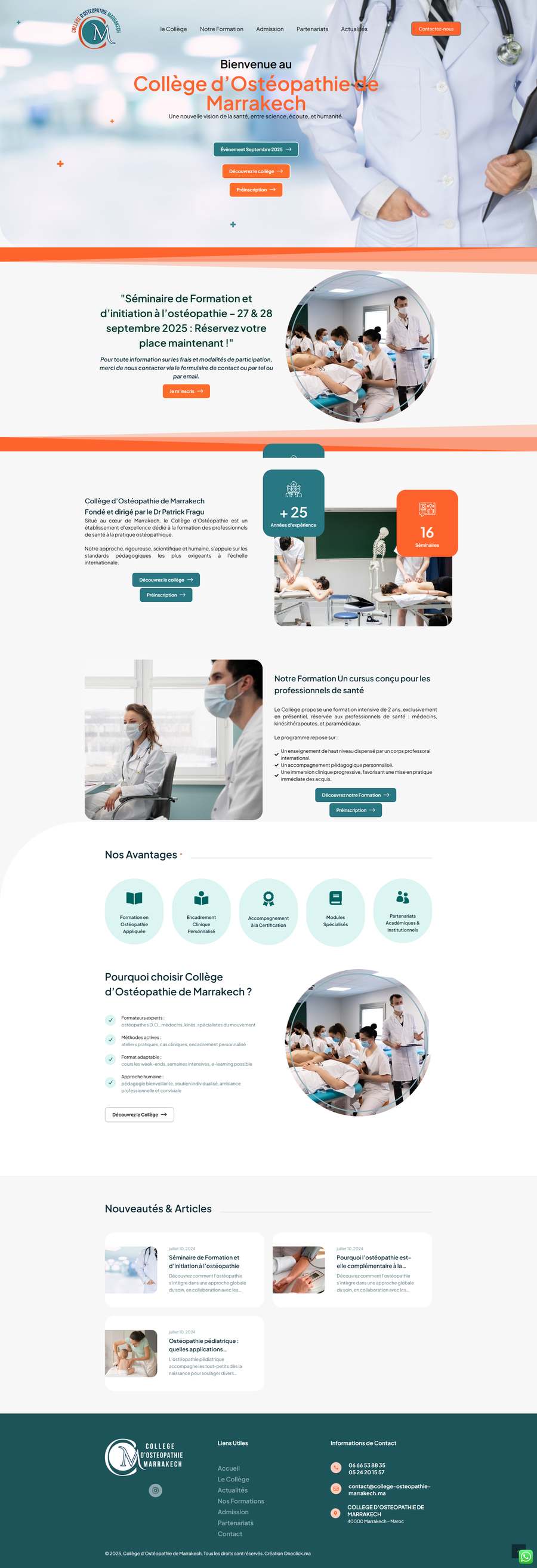 Réalisation site web Marrakech - College Osteopathie Marrakech