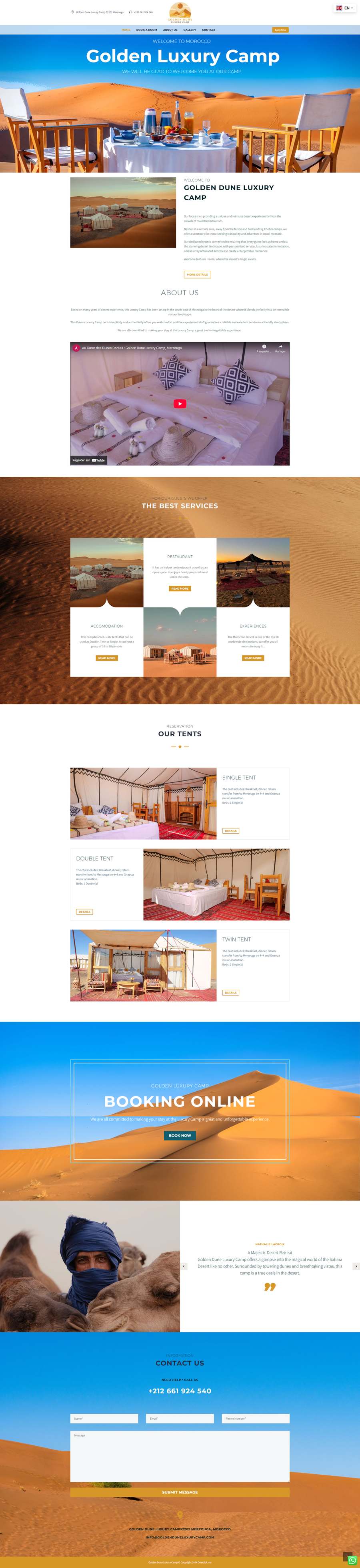 Réalisation site web Marrakech - Golden Luxury Camp